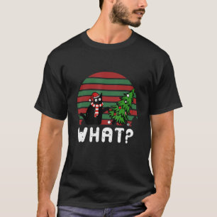 Camiseta Gato negro vintage apurando el árbol de Navidad so