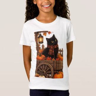 Camiseta Gato negro vintage cosecha de otoño