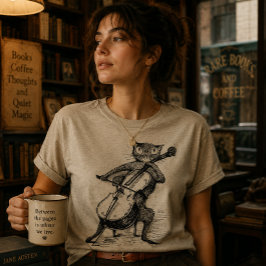 Camiseta Gato negro vintage divertido tocando el instrument