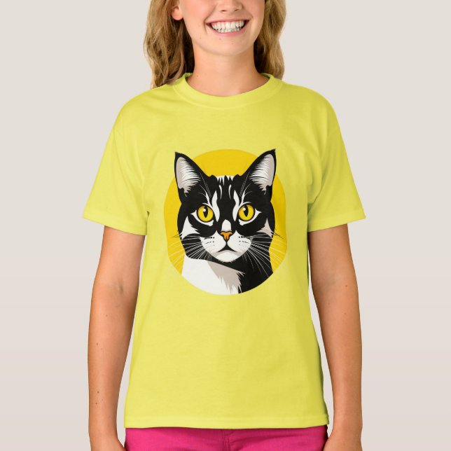 Camiseta Gato negro y blanco (Anverso)