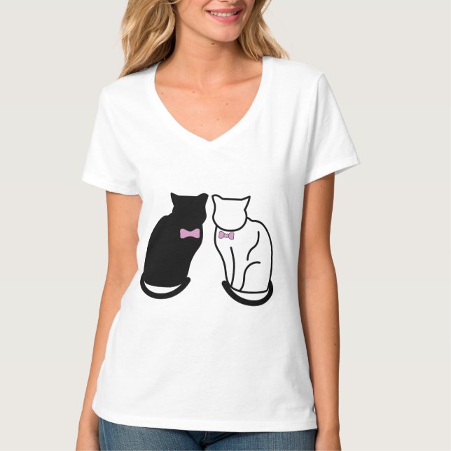 Camiseta Gato negro y blanco (Anverso)