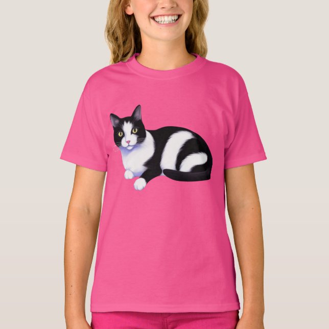 Camiseta Gato negro y blanco (Anverso)