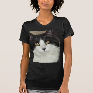 Camiseta Gato negro y blanco de pelo largo