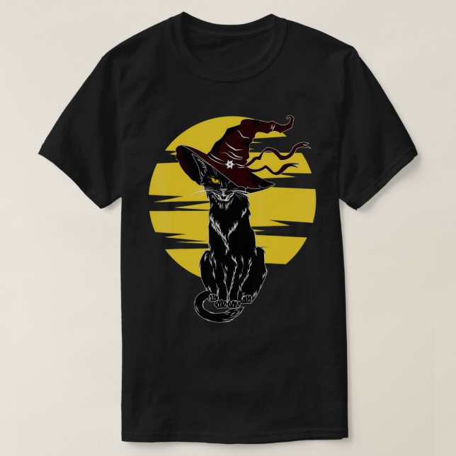 Camiseta Gato negro y blanco del gato de Bombay con Witch H (Diseño del anverso)