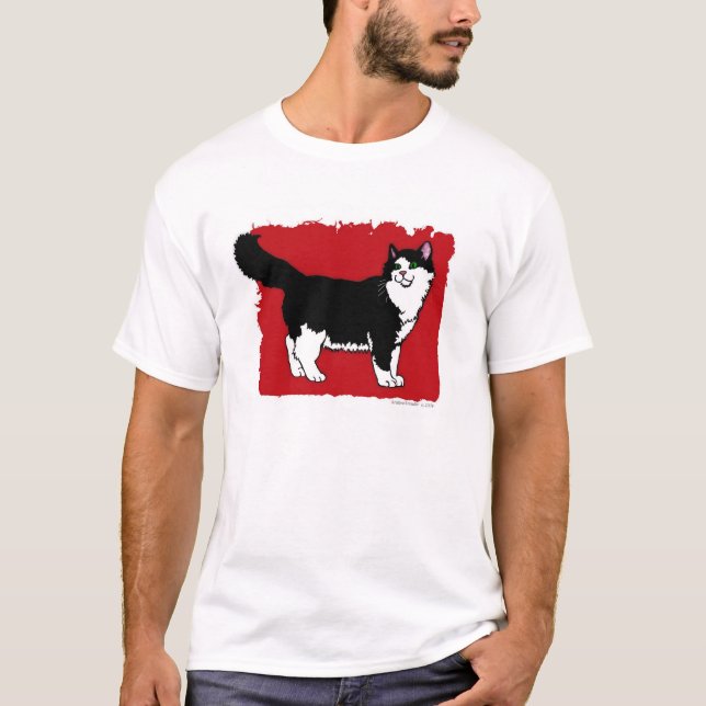 Camiseta Gato negro y blanco del "smoking" (Anverso)