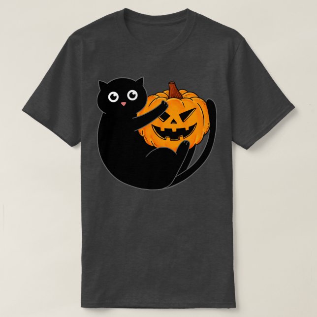 Camiseta Gato negro y calabaza (Diseño del anverso)
