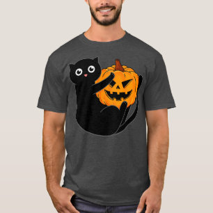 Camiseta Gato negro y calabaza