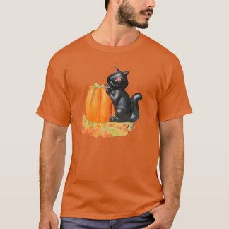 Camiseta Gato negro y calabaza