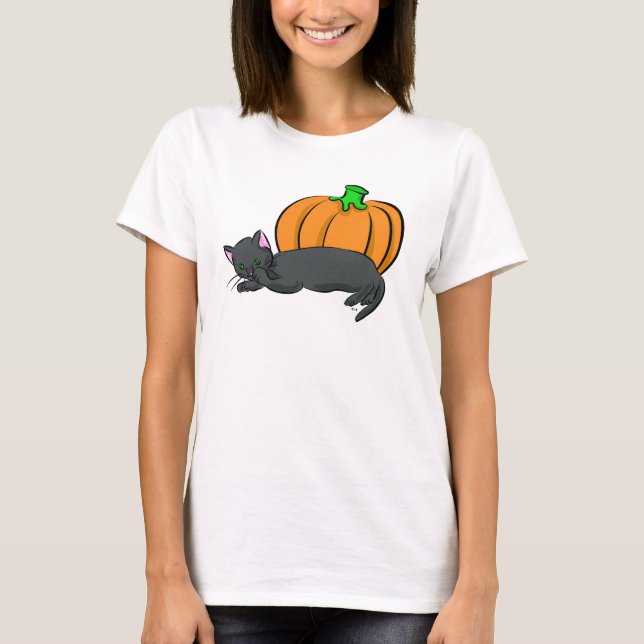 Camiseta Gato negro y calabaza (Anverso)