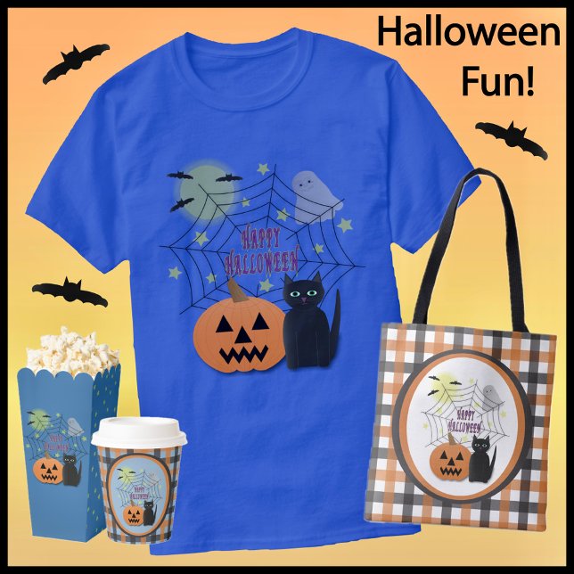 Camiseta Gato negro y calabaza no asusta Halloween (Subido por el creador)