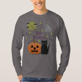 Camiseta Gato negro y calabaza no asusta Halloween