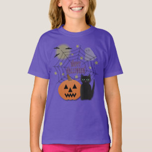 Camiseta Gato Negro y Calabaza No Dan Miedo Halloween