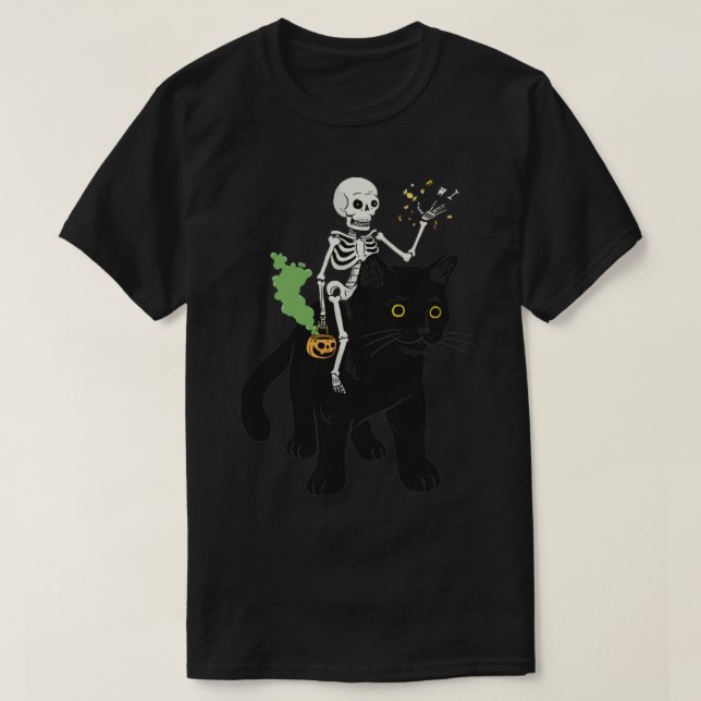 Camiseta Gato negro y cráneo (Diseño del anverso)