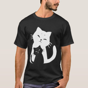 Camiseta Gato Negro Y Gato Blanco