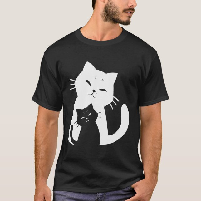 Camiseta Gato Negro Y Gato Blanco (Anverso)