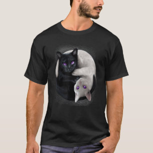 Camiseta Gato Negro Y Gato Blanco Yin Y Yang Halloween Para