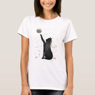 Camiseta Gato negro y kitten mascota de la luna