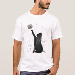Camiseta Gato negro y kitten mascota de la luna