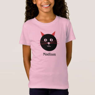 Camiseta Gato negro y naranja lindo con bigotes para niños