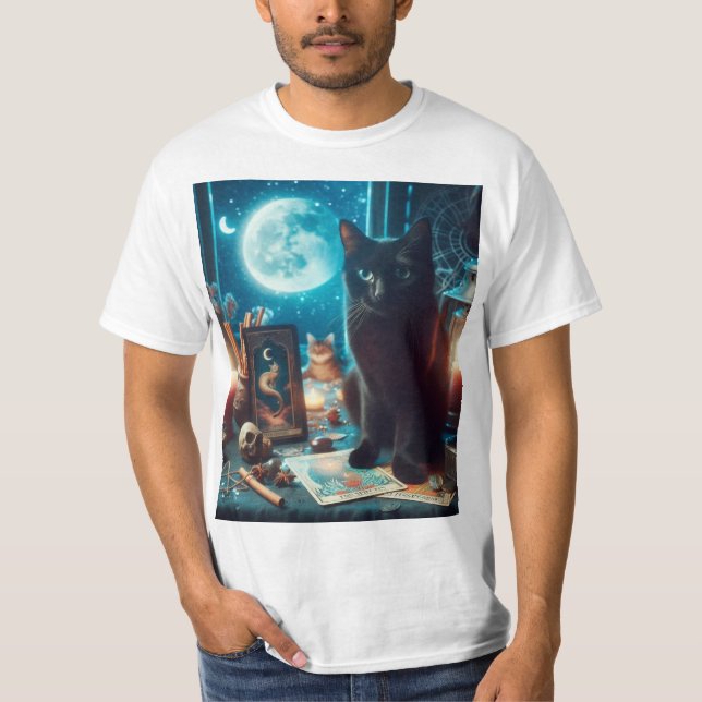 Camiseta Gato negro y tarot (Anverso)