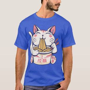 Camiseta Gato Neko comiendo Ramen con palillos 