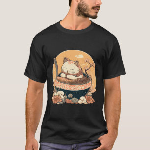 Camiseta Gato Neko Comiendo Tazón De Noodle Ramen Pho Soup