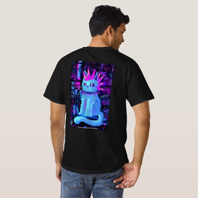 Camiseta Gato Neon Punk (Reverso completo)