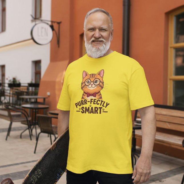 Camiseta Gato Nerdy Purr-fectamente Inteligente con Gafas (Subido por el creador)