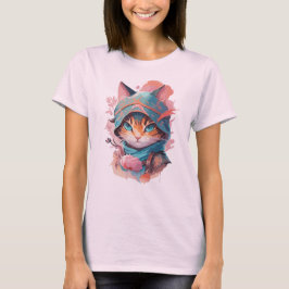 Camiseta Gato Ninja de acuarela cúpula