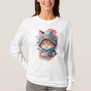 Camiseta Gato Ninja de acuarela cúpula