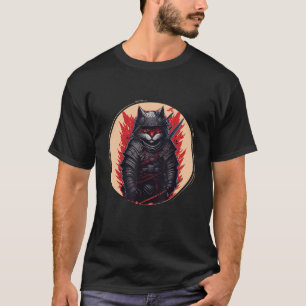Camiseta Gato Ninja de Samurai Japonés