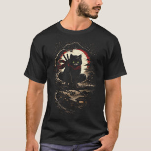 Camiseta Gato Ninja, divertido arte de tatuaje de anime jap