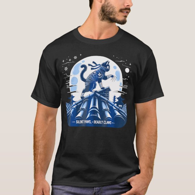 Camiseta Gato Ninja japonés samurai gato kawaii moon anime  (Anverso)
