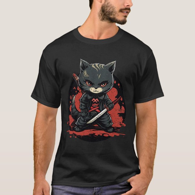 Camiseta Gato Ninja Samurai Cat (Anverso)