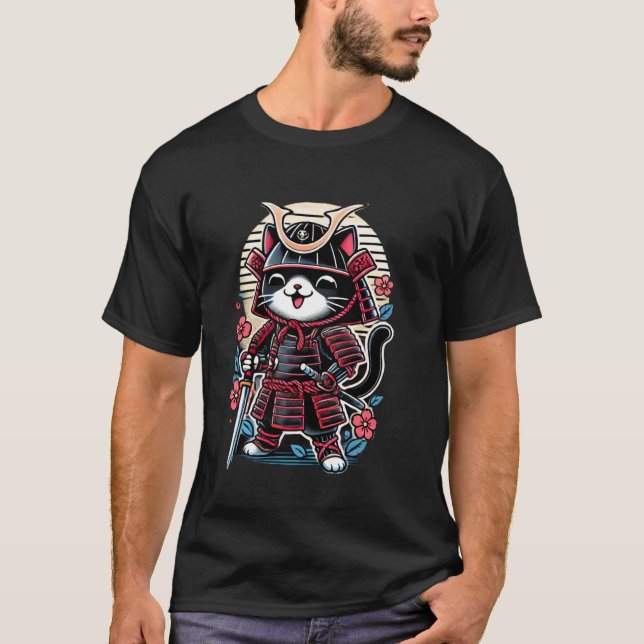 Camiseta Gato Ninja Samurái Japonés Gato Ninja (Anverso)