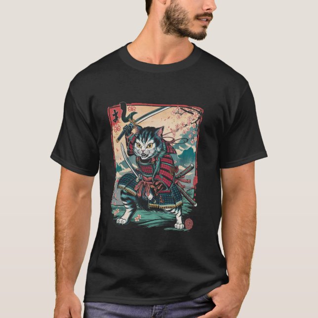 Camiseta Gato Ninja Samurái Japonés Gato Ninja (Anverso)