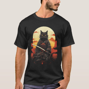 Camiseta Gato Ninja Samurai Sword Meow Warrior