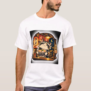 Camiseta Gato Noche de Ramen   Arte Retro Japonés 