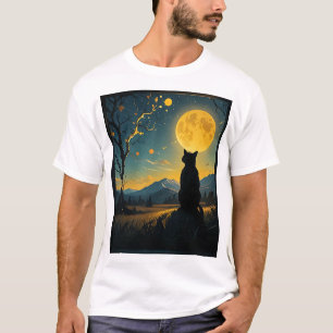 Camiseta Gato Noche Estrellada Van Gogh Gato Para Amante Ga