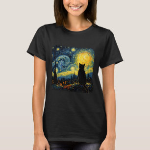 Camiseta Gato Noche Estrellada Van Gogh Gato Para Gato Aman