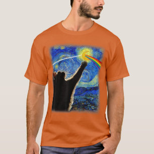 Camiseta Gato Noche Estrellada Van Gogh Regalos Gato Amante
