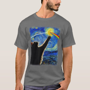 Camiseta Gato Noche Estrellada Van Gogh Regalos Gato Amante