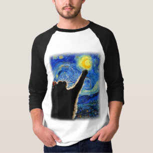 Camiseta Gato nocturno estrellado, Gato Van Gogh Amante Pap