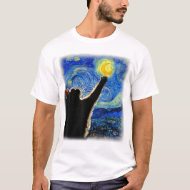 Camiseta Gato nocturno estrellado, Gato Van Gogh Amante Pap