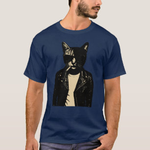 Camiseta Gato Noir en Cuero