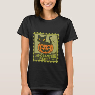 Camiseta Gato-O-Lantern Rebel - Halloween de calabaza de ga