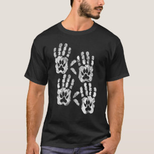 Camiseta Gato o perro de mano animal se unen para siempre