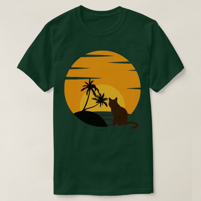 Camiseta Gato observando el atardecer1 (Diseño del anverso)