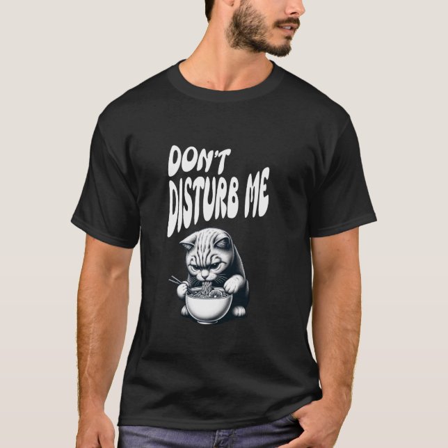 Camiseta Gato obsesionado con Ramen, no molestar, comiendo  (Anverso)