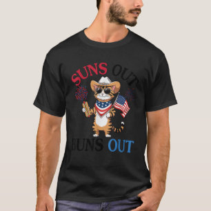 Camiseta Gato Ocicat Con Hotdog Fuegos artificiales Bandera